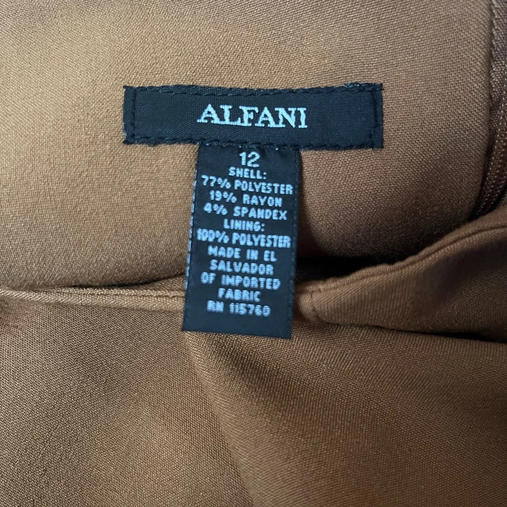 ALFANI Caramel Brown Classic Stretch Pencil Career Skirt 12